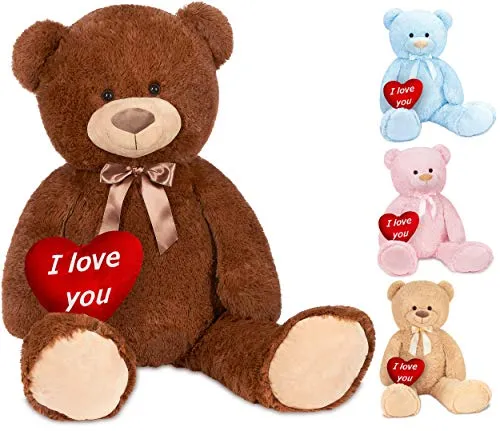 BRUBAKER XXL Teddybär 100 cm Braun mit I Love You Herz