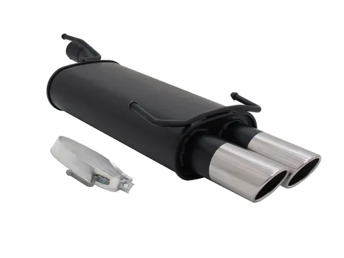 OMAC Auspuff-Flexrohr Novus Sportauspuff für Opel Astra F & Kadett E - Sportauspuff mit 2x76mm Edelstahl-Endrohren, eintragungsfrei dank EG-Betriebserlaubnis, ideal für sportlichen Sound und einfache Montage.