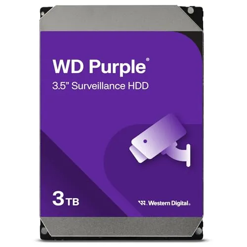WD Purple 3 TB - Interne Festplatte für Überwachungskameras - Interne Festplatte für Überwachungsanwendungen mit AllFrame-Technologie, optimiert für kontinuierliches Streaming und hohe Workloads bis 360 TB/Jahr.