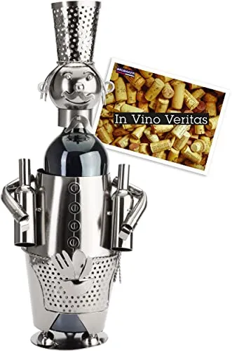 BRUBAKER Flaschenhalter Barkeeper Metall Skulptur Geschenk in silber von BRUBAKER