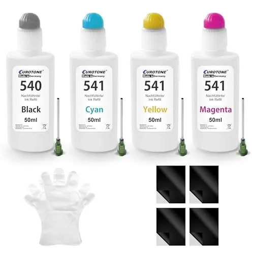 Eurotone PG540XL CL541XL Nachfülltintenset kompatibel für Canon MX370 MG2250 MX435 MG4150 MX395 MX515 MG3650 MX535 MG4140 MX375 MG3550 MG2140