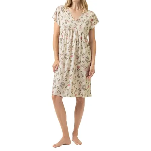 Mey - Botanic - Nachthemd (40 Almond Milk) - Elegantes Nachthemd mit floralem Design, aus weichem und atmungsaktivem Material für höchsten Tragekomfort. Ideal für entspannte Nächte.