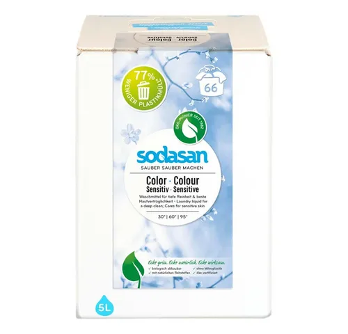 Sodapup SODASAN Color Waschmittel Sensitiv 5 Liter - Waschmittel für empfindliche Haut, hergestellt mit Bio-Inhaltsstoffen und ideal für farbige Kleidung.