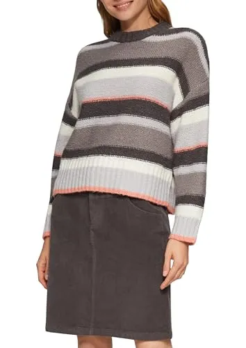 Gestreifter Relaxed Fit Pullover in Dunkelgrau 40 - Sweatshirts für Damen, weich und elastisch in wärmender Qualität, ideal für gemütliche Tage.