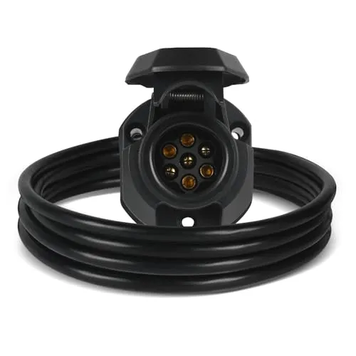 AOHEWEI 7 poliger vorverdrahteter Stecker für Anhänger, 7 polig mit 2 m 7 adrigem Kabel, Elektrik-Adapter für LKW, Wohnmobil, Wohnwagen oder andere Nutzfahrzeuge