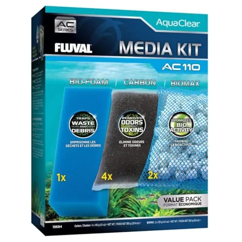 Fluval AC110 Filtermedien-Set - Aquarienfilter mit mechanischem, chemischem und biologischem Filtermedium für kristallklares Wasser und optimale Wasserqualität in Ihrem Aquarium.