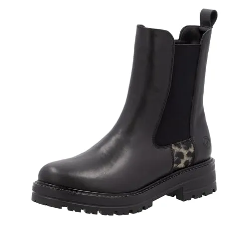 Remonte Damen D2286 Chelsea-Stiefel, Schwarz, 36 EU - Wanderschuhe aus echtem Leder mit Komfortweite und herausnehmbarer Einlegesohle für optimalen Tragekomfort.
