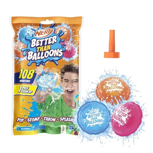 Nerf Better Than Balloons Wasserspielzeug, 108 Wasserkapseln, leicht zu befüllen, perfekt für Wasserschlachten unter Freunden, für Jungen und Mädchen