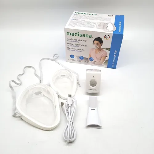 Medisana IN 700 Inhalator mit Akku - Tragbares Inhaliergerät für freihändiges Inhalieren, ideal bei Erkältungen und Asthma. Mit Mesh-Technologie für ultrafeine Tröpfchen und kurzer Inhalationszeit.