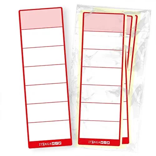 itenga 50x Ordneretiketten Ordnerrückenschild für breite Ordner I Aufkleber für Ordnerrücken selbstklebend aus Haftpapier 6x19cm (rot)