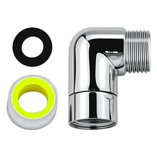 Stück Duschkopf Verlängerung 90 Grad Handbrause Adapter mit Rohstoffband,Silber Messing Duschkopf WinkelstüCk,Duschkopf Gelenkstück 1/2 Zoll,Für Handbrause,Kopfbrausen 1