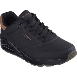 SKECHERS UNO-SUITED ON AIR Herren Sneaker, Gr. 42, schwarz - Sportliche Freizeitschuhe aus Lederimitat mit modischer Keilsohle und Skechers Air-Cooled Memory Foam für optimalen Tragekomfort.