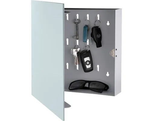 bonsport Schlüsselkasten mit Glasmagnettafel - Moderne 2in1 Lösung: Schlüsselkasten mit 20 Haken und beschreibbarer Glasmagnettafel. Inklusive 6 Magneten und Whiteboard-Marker für individuelle Notizen. Maße: 33 x 33 x 6,8 cm.