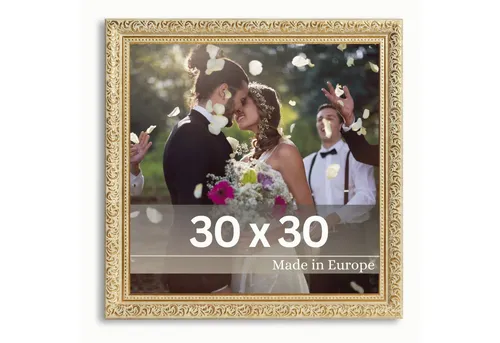 Victor Bilderrahmen Rubens 30x30 cm Grün Gold - Eleganter Barock-Bilderrahmen aus hochwertigem Kunststoff in edler Holzoptik, ideal für stilvolle Fotogalerien und besondere Erinnerungen.