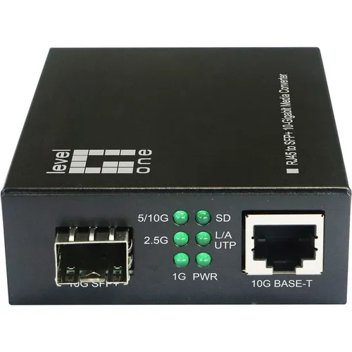 LevelOne GVT-2051 Konverter - Netzwerkkarten Konverter für 10GBit RJ45 zu SFP+, ideal für Hochgeschwindigkeitsnetzwerke und einfache Integration von Glasfaserverbindungen.