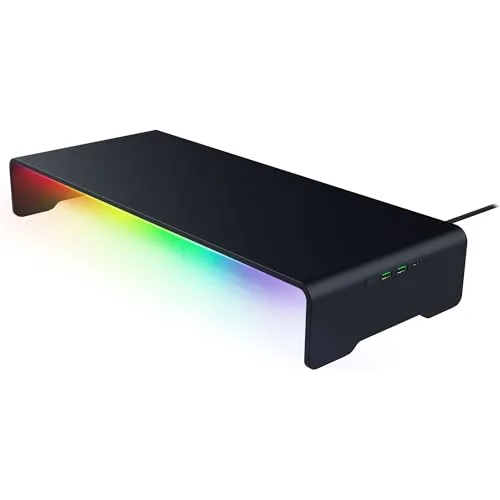 Razer Monitor Stand Chroma - Ergonomischer Aluminium Ständer mit USB-C Hub - Zubehör für Notebooks mit 4-fach USB-C Hub und ergonomischer Höhe für optimale Bildschirmpositionierung. Robuste Aluminium-Konstruktion für bis zu 20 kg Traglast.