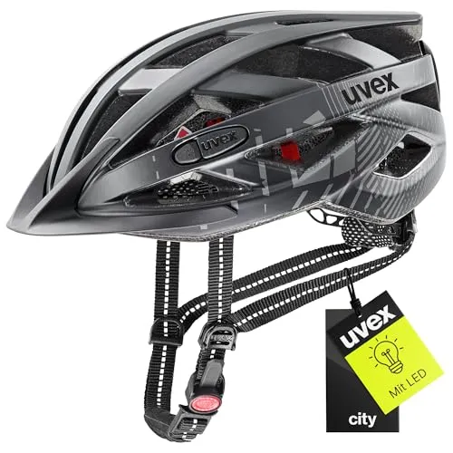 uvex City i-vo - Leichter City-Helm für Damen und Herren - Fahrradhelme mit individueller Größenanpassung und integriertem LED-Licht für optimale Sichtbarkeit und Sicherheit bei Fahrten in der Stadt.