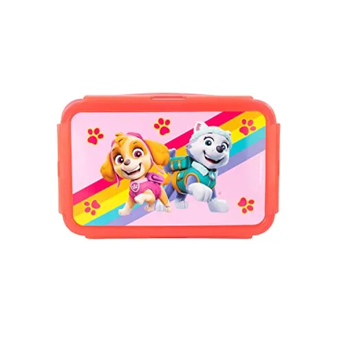 PAW Patrol Brotdose für Kinder - Lunchbox mit 2 herausnehmbaren Einsätzen, robuste Kunststoff Brotbox mit 4 Clip-Verschlüssen - kindgerecht für Schule und Kindergarten