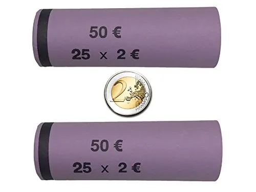 MÜNZHÜLSEN - Münzrollenpapier vorgefertigt und gerollt für 2 Euro (128er Pack) A 3709