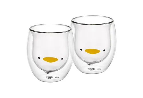 GRÄWE Glas GRÄWE Doppelwandige-Thermogläser, 285ml, 2er Set, Motiv Ente, Glas