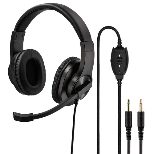 Hama PC Headset HS-P300 - Over Ear Kopfhörer mit Mikrofon, ideal für Videokonferenzen und Homeoffice, ultraleicht mit Lautstärkeregler und verstellbarem Mikrofonarm