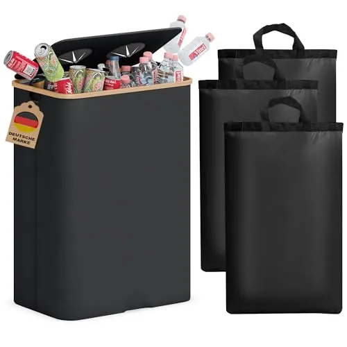 AdelDream Müllsackständer Pfandflaschen Sammelbehälter, 140L schwarz - Müllsackständer für Pfandflaschen, bietet 140L Volumen, robustes Design und hält den Müll ordentlich und sichtbar.