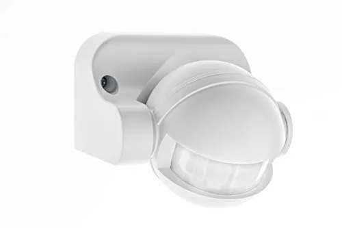 HUBER Motion 2 Infrarot Bewegungsmelder 180° Innen/Außen Bewegungssensor IP44 I 230V Bewegungsmelder LED geeignet, vertikal verstellbar, weiß