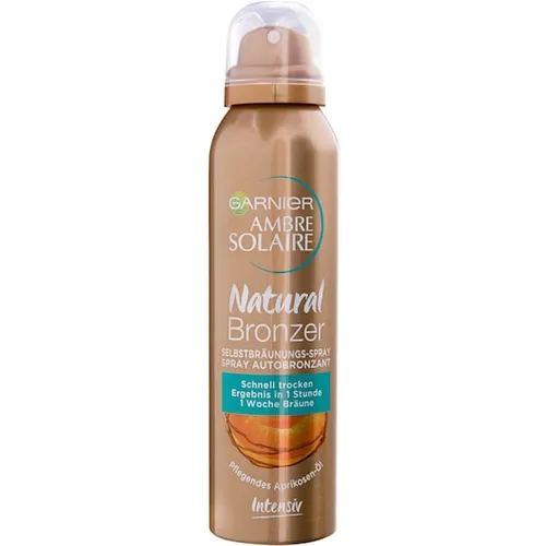 Garnier Ambre Solaire Natural Bronzer Selbstbräuner Spray 150 ml - Selbstbräuner für Gesicht und Körper mit pflegendem Aprikosen-Öl für eine natürliche, langanhaltende Bräune ohne Sonnenbad, ideal für trockene Haut.