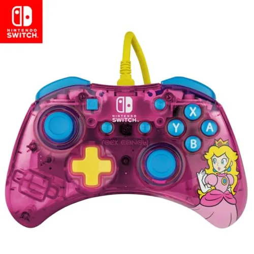 Rock Candy Wired Controller - Peach für Nintendo Switch - Gaming-Zubehör, kabelgebundenes Game Pad in fröhlichem Peach-Design für ein verbessertes Spielerlebnis.