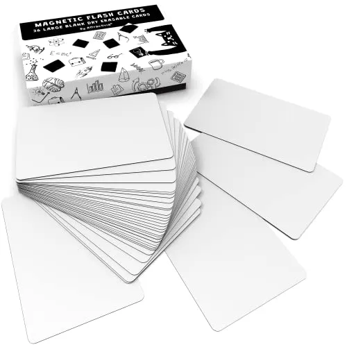 Attractivia Trocken abwischbare magnetische Etiketten, 14,2 x 9,4 cm, trocken abwischbare Magnete, 36 Stück, weiß, löschbar, beschreibbar, für Büro, Bildung, Zuhause, Whiteboard