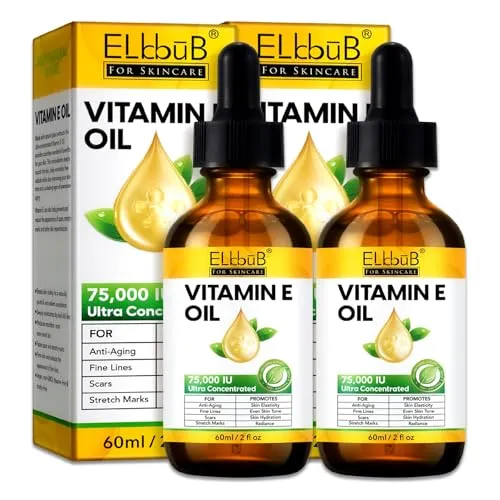 P-Beauty hochdosiertes Vitamin E Öl 75.000 IE 60ml - Reines Vitamin E Öl für Haut, Gesicht & Körper - Anti Aging Gesichtsöl gegen Falten, feine Linien & Narben, Hautstraffung, Feuchtigkeitspflege