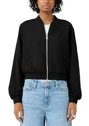 QS Bomberjacke schwarz XL (42) - Stylische Bomberjacke in Schwarz, lässiger Schnitt für optimalen Tragekomfort. Ideal für den Alltag, mit zwei praktischen Eingrifftaschen und elastischen Bünden für eine perfekte Passform.