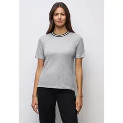 T-Shirt STREET ONE, Damen, Gr. 36, pelican grau, Stoff, 70% Viskose, 17% metallisierte Fasern, 13% Polyamid, unifarben, normal normal, Rundhals, abgesteppt, Shirts T-Shirt, im Glitzer-Look