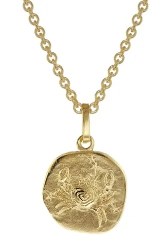 trendor Kette mit Anhänger für Kinder Krebs Gold 333 - Goldkette mit Krebs-Anhänger (22.06.-22.07.), 8 Karat Gold 333, ideal für Kinder, gefertigt aus Sterlingsilber 925 mit Goldplattierung, sicherer Federring-Verschluss, Made in Germany.
