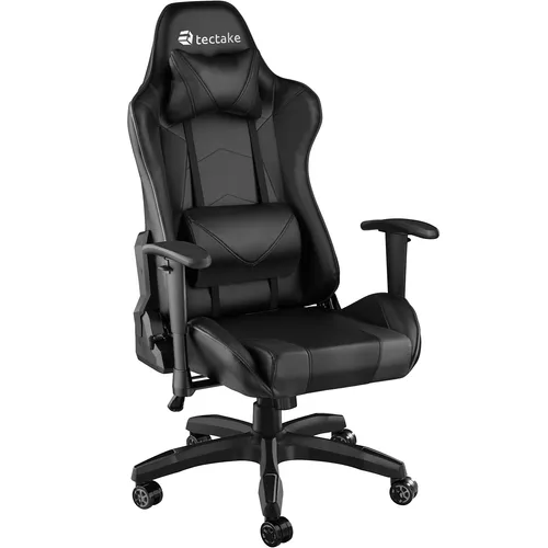 tectake® Gaming Stuhl - Ergonomischer Bürostuhl mit hoher Rückenlehne - Bürostuhl mit Racing Stil, inkl. Lordosenstütze und Nackenkissen für optimalen Komfort beim Gaming und Arbeiten im Home Office.