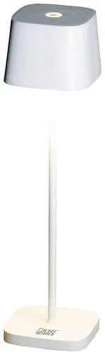 Konstsmide Akku-Tischleuchte Capri Mini - Weiße Indoor/Outdoor Leuchte, robust und regenfest mit stufenlosem Dimmer und 20h Akkulaufzeit