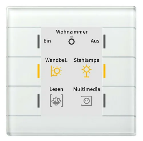 MDT BE-GT20W.02 Glastaster II Smart mit Farbdisplay Weiß - Smart Home Glastaster mit 6 Sensorflächen und aktivem Farbdisplay. Ideal für individuelle Steuerung von bis zu 12 Funktionen. Keine zusätzliche Spannungsversorgung erforderlich, einfache Montage.