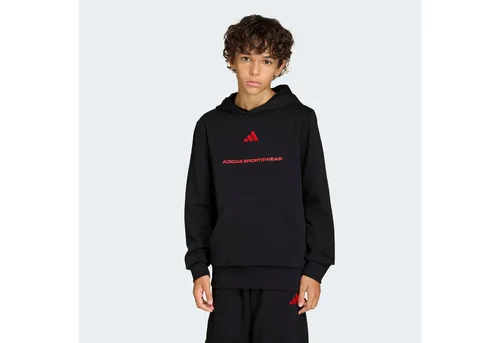 adidas SLOGAN FLEECE-HOODIE Kapuzensweatshirt in Schwarz - Sportliches Kapuzensweatshirt aus weichem Fleece mit praktischer Kängurutasche. Ideal für Freizeit und Sport, sorgt für Komfort und hält warm.
