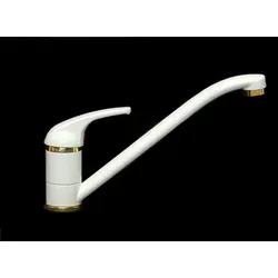 Einhebel Küchenarmatur Spültischarmatur Weiß Gold - Hochwertige Armatur für die Spüle, mit schwenkbarem Auslauf und wassersparender Mischdüse. Ideal für moderne Küchen, einfache Montage und langlebige Qualität.