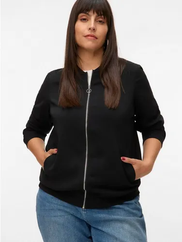 VERO MODA CURVE Vmccoco L/S Bomber Jacke, Black - Funktionsjacken, leichte und stylische Jacke mit Fly-Away Kragen, ideal für einen lässigen Look und vielseitig kombinierbar.