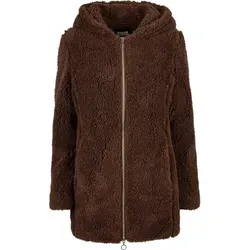 Urban Classics Damen SHERPA Long Winterjacke - 5XL - Braun - Kuschelige, leicht taillierte Sherpa-Jacke mit praktischen Eingrifftaschen und großer Kapuze. Ideal für kalte Tage, bietet Komfort und Stil dank des flexiblen Two-way-Zippers.