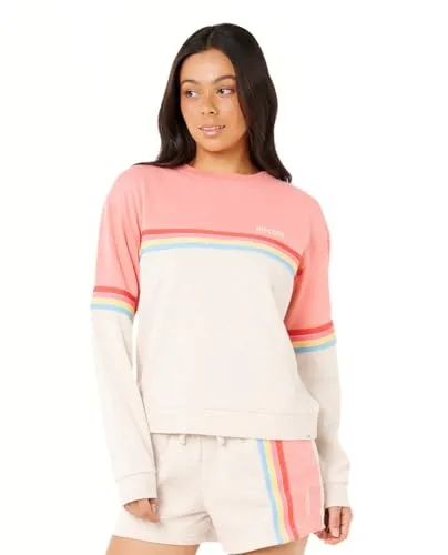 Rip Curl Damen High Tide Surf Raglan Pullover Crew Sweatshirt, Oatmeal Marle 253 Surf Revival, XL