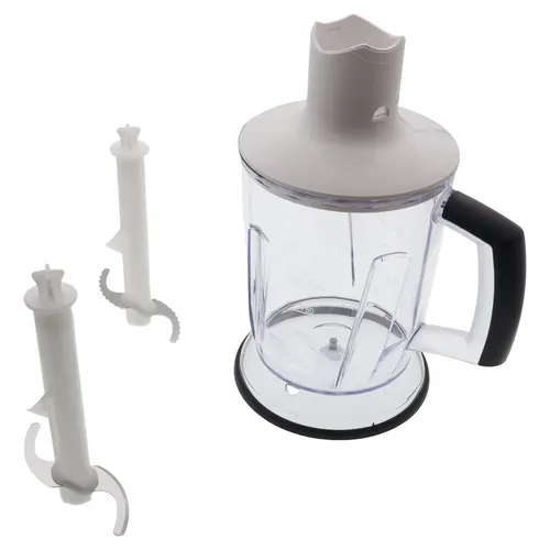 Braun MultiQuick MQ 40 Mixbehälter - Küchenmaschinenzubehör, vielseitiger Mixer-Schneidebehälter in Schwarz und Transparent, ideal für die Zubereitung von Smoothies und Saucen.