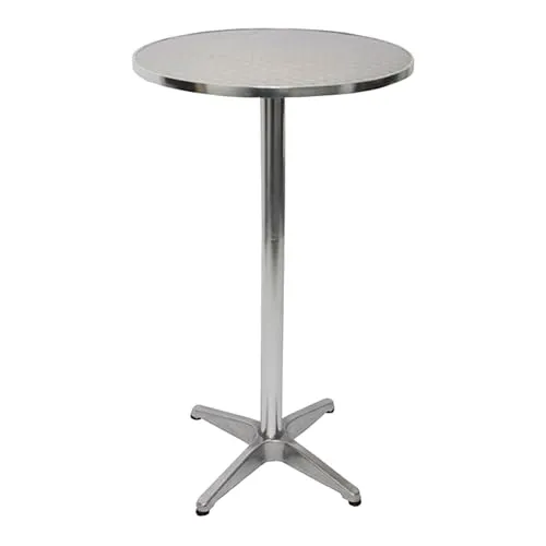Mendler Alu-Stehtisch + Bistrotisch, höhenverstellbar 70/110cm, Ø=60cm - klappbar