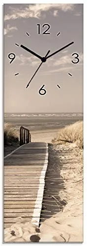 ARTLAND Lautlose Wanduhr aus Glas in beige von ARTland