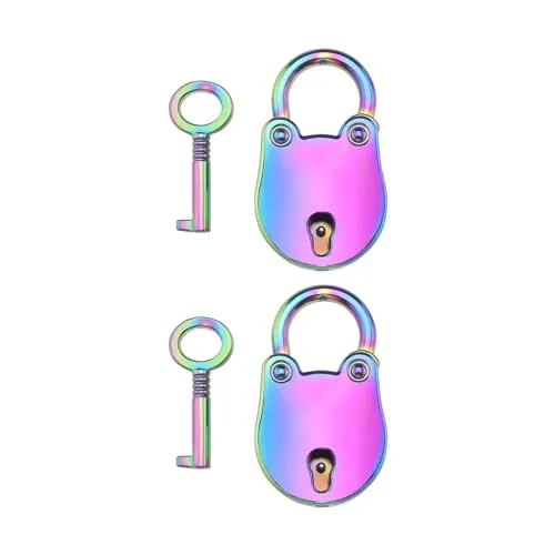 LT Easiyl 2 Stück Niedliches Buntes Mini Vorhängeschloss mit Schlüsseln Zinklegierung Kleines Schloss für Notizbücher Tagebücher Schmuckschatullen Geldbörsen Handtaschen Rucksäcke Schränke