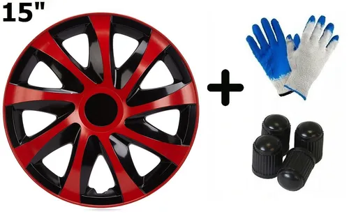 Radkappen DRACO CS Rot Schwarz 15