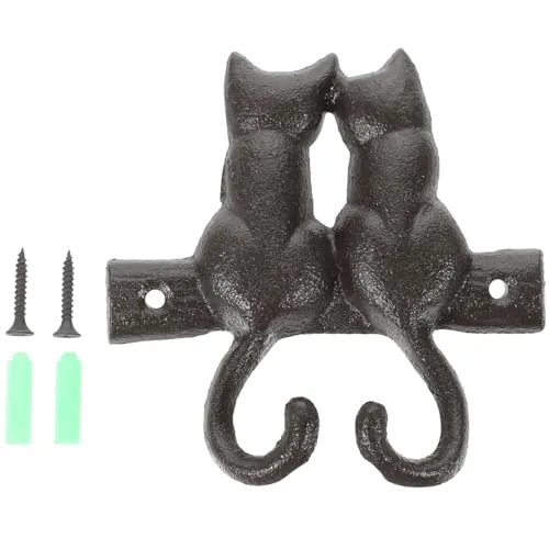 Angoily Gusseisen Wandhaken Vintage Katze Mantelhaken Dekorative Tier Wandhänger Rustikale Handtuchhaken Rack für Küche Badezimmer Kleidung Robe Schlüssel Hüte Taschen