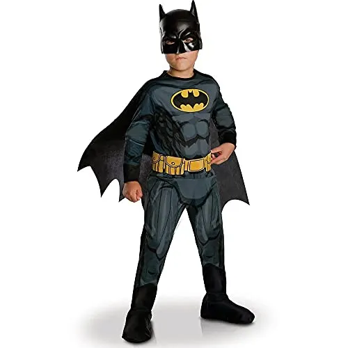 RUBIE'S Batman-Kostüm für Jungen, Größe L (7-8 Jahre) - Offizielles Batman-Kostüm für Kinder, ideal für Kostümpartys und Rollenspiele. Mit Jumpsuit, abnehmbarer Maske und Stiefelüberziehern für den perfekten Superhelden-Look!