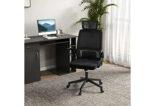 Vinsetto Ergonomischer Bürostuhl mit Verstellbarer Kopfstütze - Bürostuhl mit Mesh-Rücken für optimale Luftzirkulation, höhenverstellbar und mit Lendenstütze für maximalen Komfort während langer Arbeitstage.